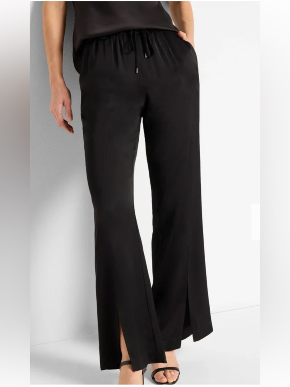 Nic + Zoe Pull On Drawstring Waist Pants w/Front Slits-like new-sz 14